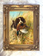 Gilt Framed Oleograph of  a Spaniel with a Pheasant aft. Thomas Blinks