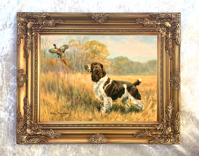 Framed Oleograph of  a Spaniel 