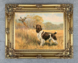 Framed Oleograph of  a Spaniel "Putting up Game"