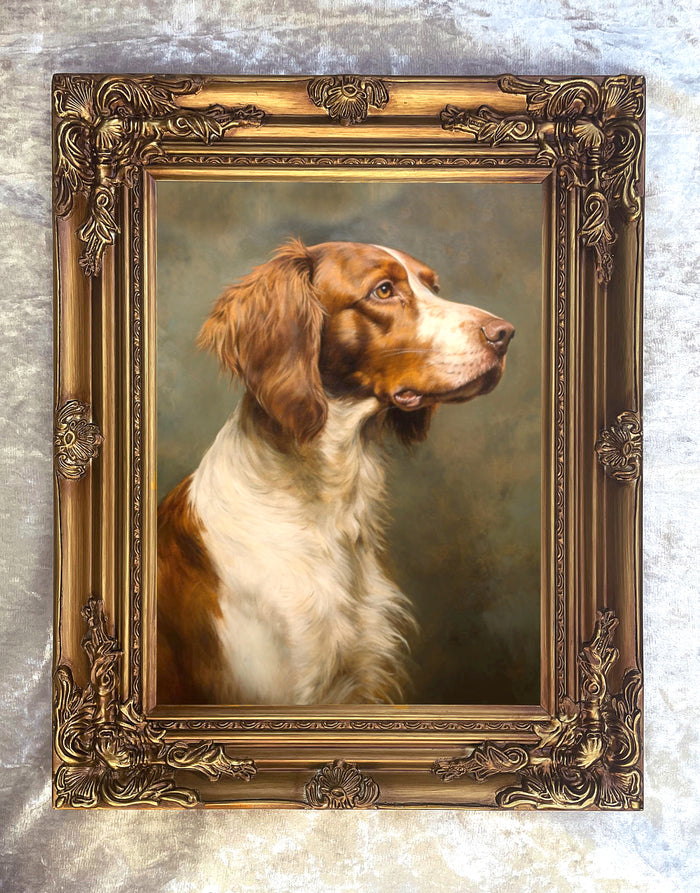 Fine Gilt Framed Oleograph of a Spaniel