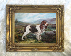 Gilt Framed Oleograph of a Springer Spaniel in a Moorland Landscape