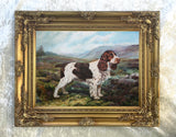 Gilt Framed Oleograph of a Springer Spaniel in a Moorland Landscape