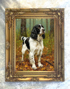 Gilt Framed Oleograph of a working Springer Spaniel