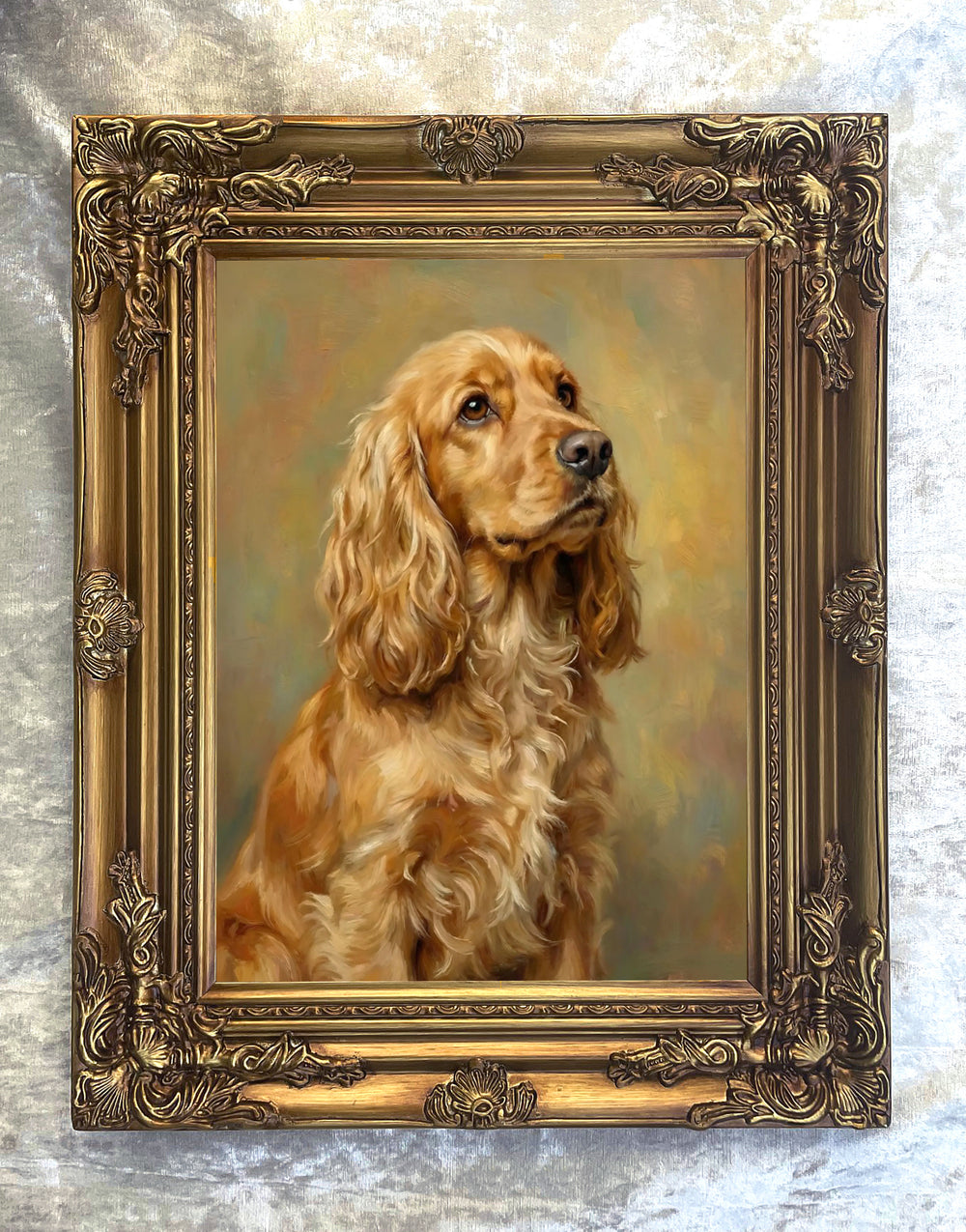 Gilt Framed Oleograph of a Cocker Spaniel
