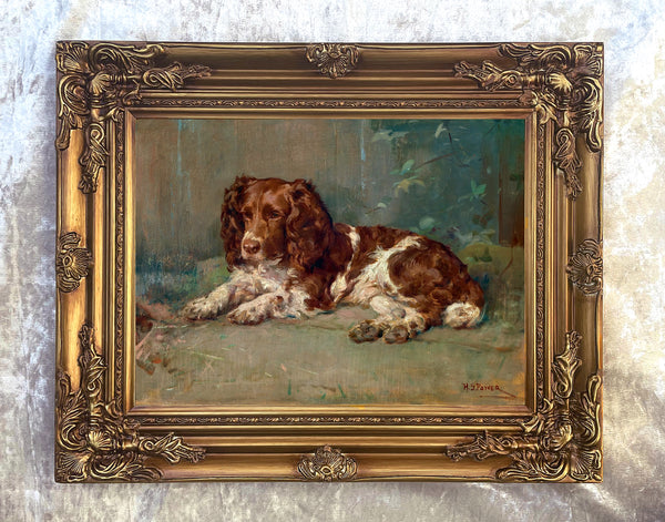 Fine Oleograph on Canvas of a Resting Spaniel