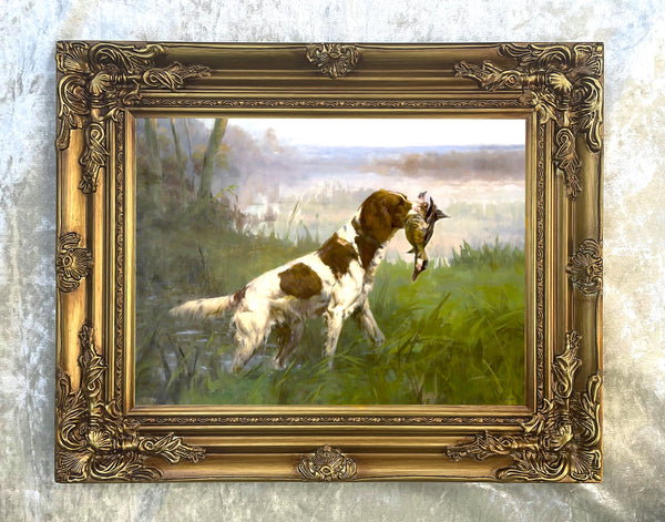 Gilt Framed Oleograph of a Springer Spaniel