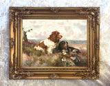 Fine Oleograph on Canvas - "Working Spaniels in a Moorland Landscape"