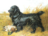 Gilt Framed Oleograph of  a Spaniel with Game aft. John Emms