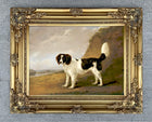 Gilt Framed Oleograph of a Field Spaniel in a Rural Landscape