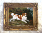 Gilt Framed Oleograph of a Field Spaniel in a Woodland Landscape