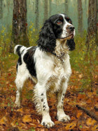 Gilt Framed Oleograph of a working Springer Spaniel