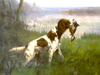 Gilt Framed Oleograph of a Springer Spaniel