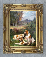 Fine Lithograph on Canvas - "Working Spaniels in a Woodland Landscape"