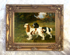 Fine Oleograph on Canvas - A Pair of Spaniels in a wooded landscape