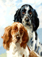 Fine Gilt Framed Oleograph of a Pair of Spaniels