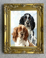 Fine Gilt Framed Oleograph of a Pair of Spaniels
