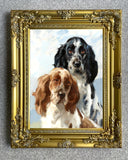 Fine Gilt Framed Oleograph of a Pair of Spaniels