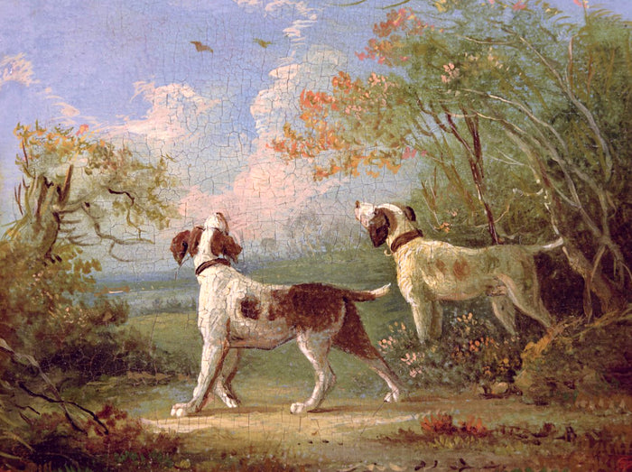 Fine Oleograph on Canvas - A Pair of Spaniels in Woodland
