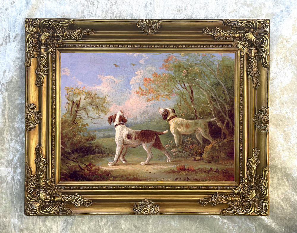 Fine Oleograph on Canvas - A Pair of Spaniels in Woodland