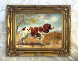 Gilt Framed Oleograph of  a Springer Spaniel in a Landscape
