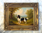Gilt Framed Oleograph of a Springer Spaniel in a Woodland Landscape
