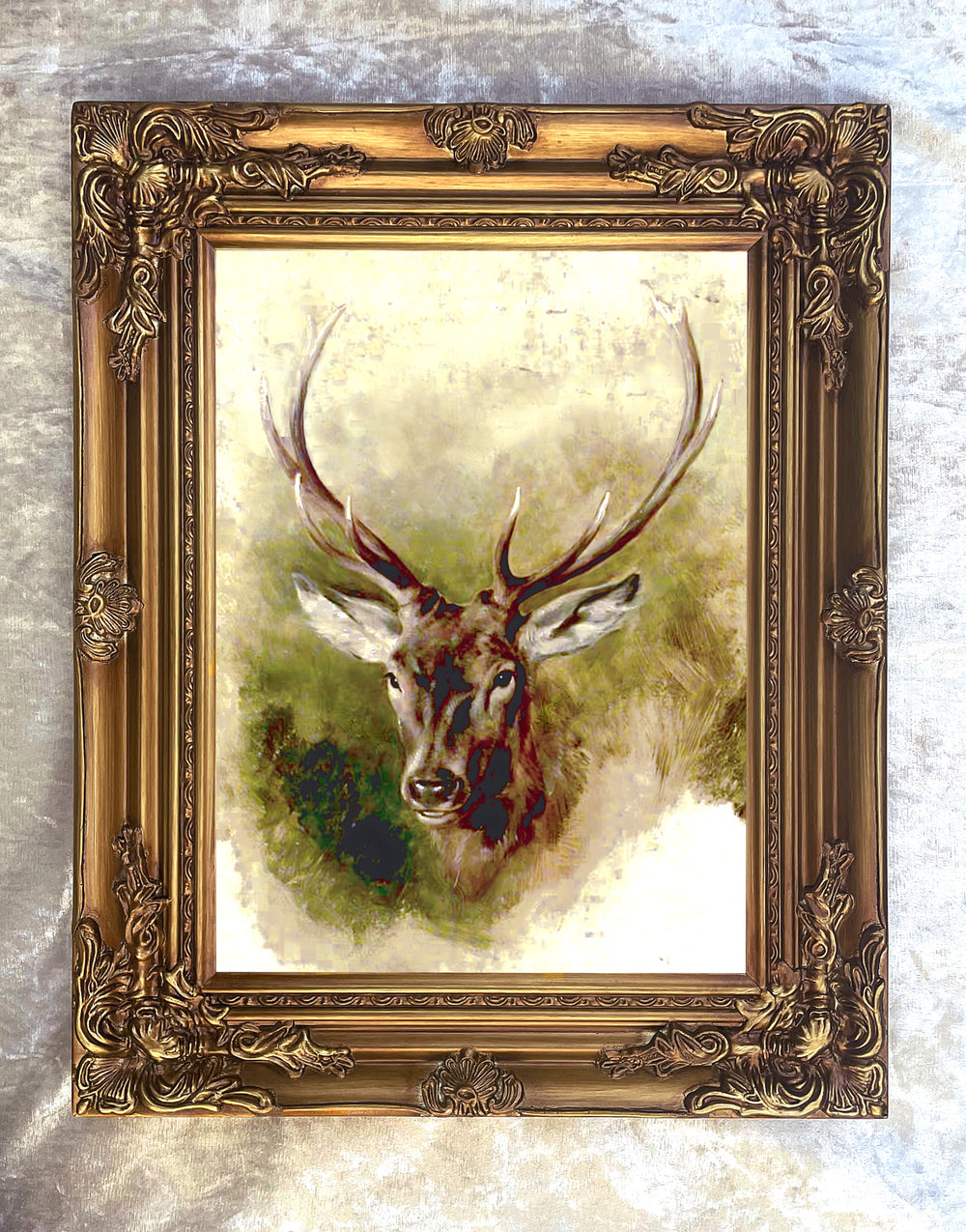 Fine Oleograph on Canvas of a Stags Head after Landseer