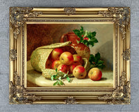 Fine Oleograph on Canvas Still Life of Festive Fruit in a Basket aft. E H Stannard