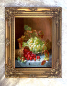 Fine Oleograph on Canvas Still Life of Mixed Fruit on a Marble Ledge