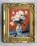 Exquisite Oleograph on Canvas - Roses in a Chinese Vase