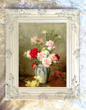 Exquisite Oleograph on Canvas - Still Life with Carnation & Vase - Gustave Bienvetu