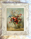 Beautiful Still Life Oleograph on Canvas - Floral Display in an Urn