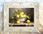 Exquisite Oleograph on Canvas Still Life of Lemons in a Chinese Bowl