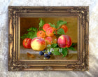 Beautiful Oleograph on Canvas Still Life of Peaches on a Marble Ledge