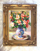 Exquisite Oleograph on Canvas - Assorted Roses in a Vase