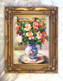 Exquisite Oleograph on Canvas - Assorted Roses in a Vase