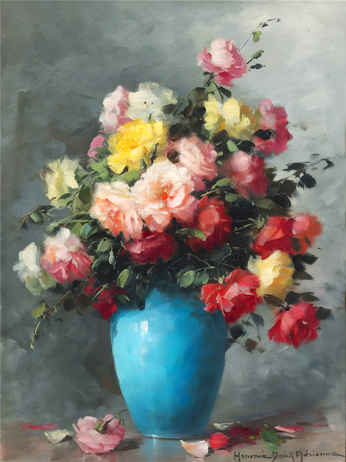 Exquisite Oleograph on Canvas - Bouquet of Flowers