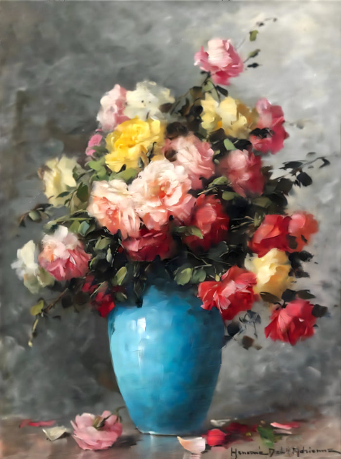 Exquisite Oleograph on Canvas - Bouquet of Flowers