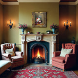 Fine Oleograph on Canvas Still Life of Assorted Flowers in a Roman Vase