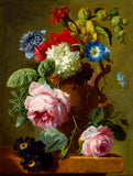Stunning Still Life Oleograph on Canvas Still Life of Assorted Flowers in a Venetian Urn