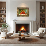 Beautiful Oleograph on Canvas Still Life of Cherries in a Basket