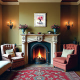 Beautiful Oleograph on Canvas Still Life of Pink Roses in a  Glass Vase