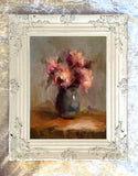 Impressionist Still Life Oleograph on Canvas Still Life of Flowers in a Vase