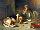 Ornate Framed Oleograph of the "Hounds at Rest"