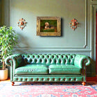 Ornate Framed Oleograph on Canvas - Terrier on a Green Velvet Cushion