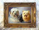 Gilt Framed Oleograph of a Group of 3 Terriers