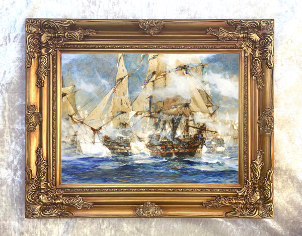 Fine Gilt Framed Oleograph - Heat of the Battle - Trafalgar