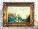 Gilt Framed Oleograph of the Battle of Trafalgar aft. William Wyllie