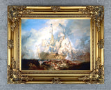 Gilt Framed Oleograph of the Battle of Trafalgar aft. JMW Turner