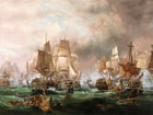 Fine Gilt Framed Oleograph of the Battle of Trafalgar