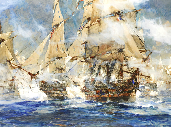 Fine Gilt Framed Oleograph - Heat of the Battle - Trafalgar